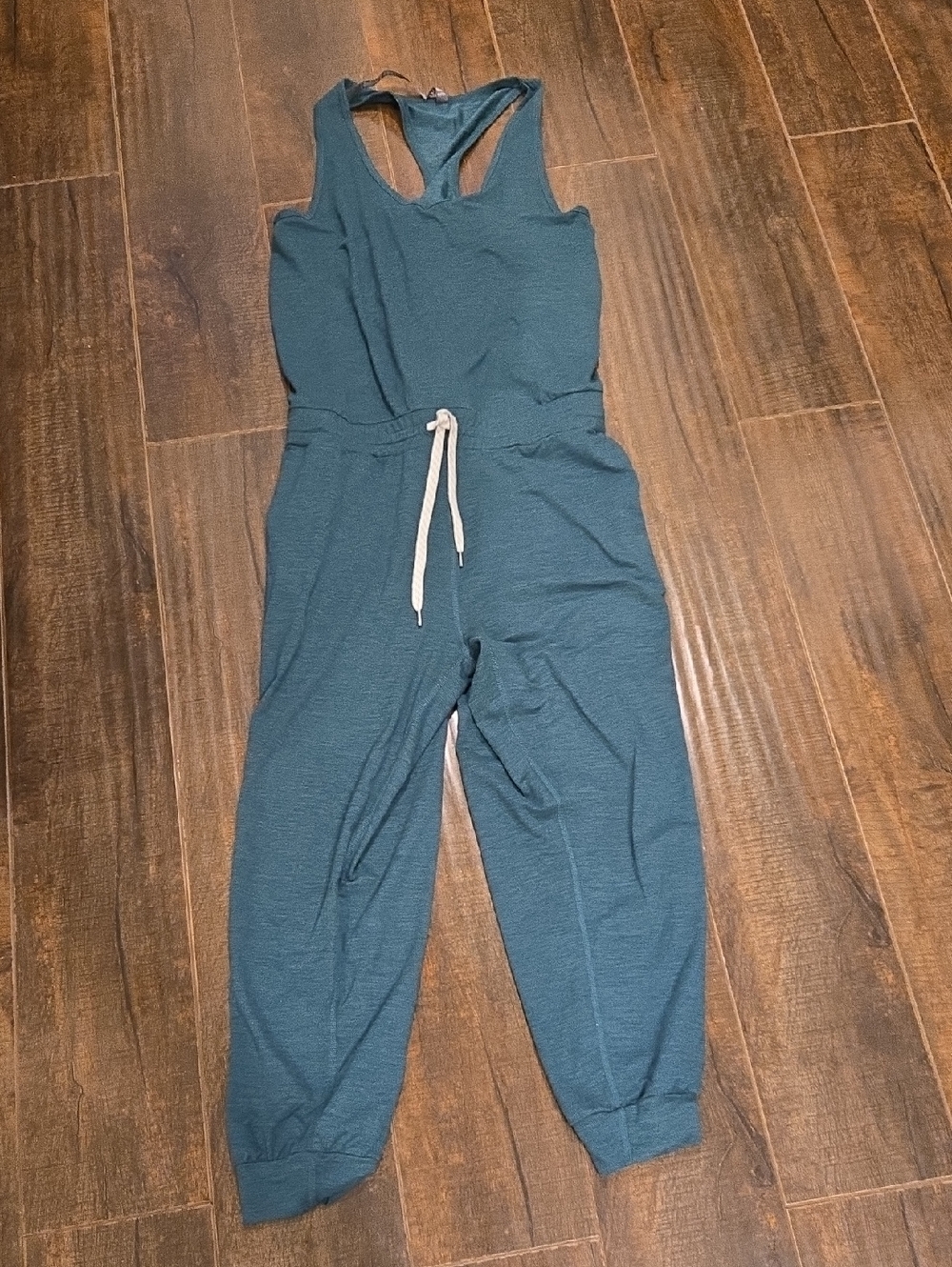 Vuori Lux Teal Sleeveless Drawstring Jumpsuit